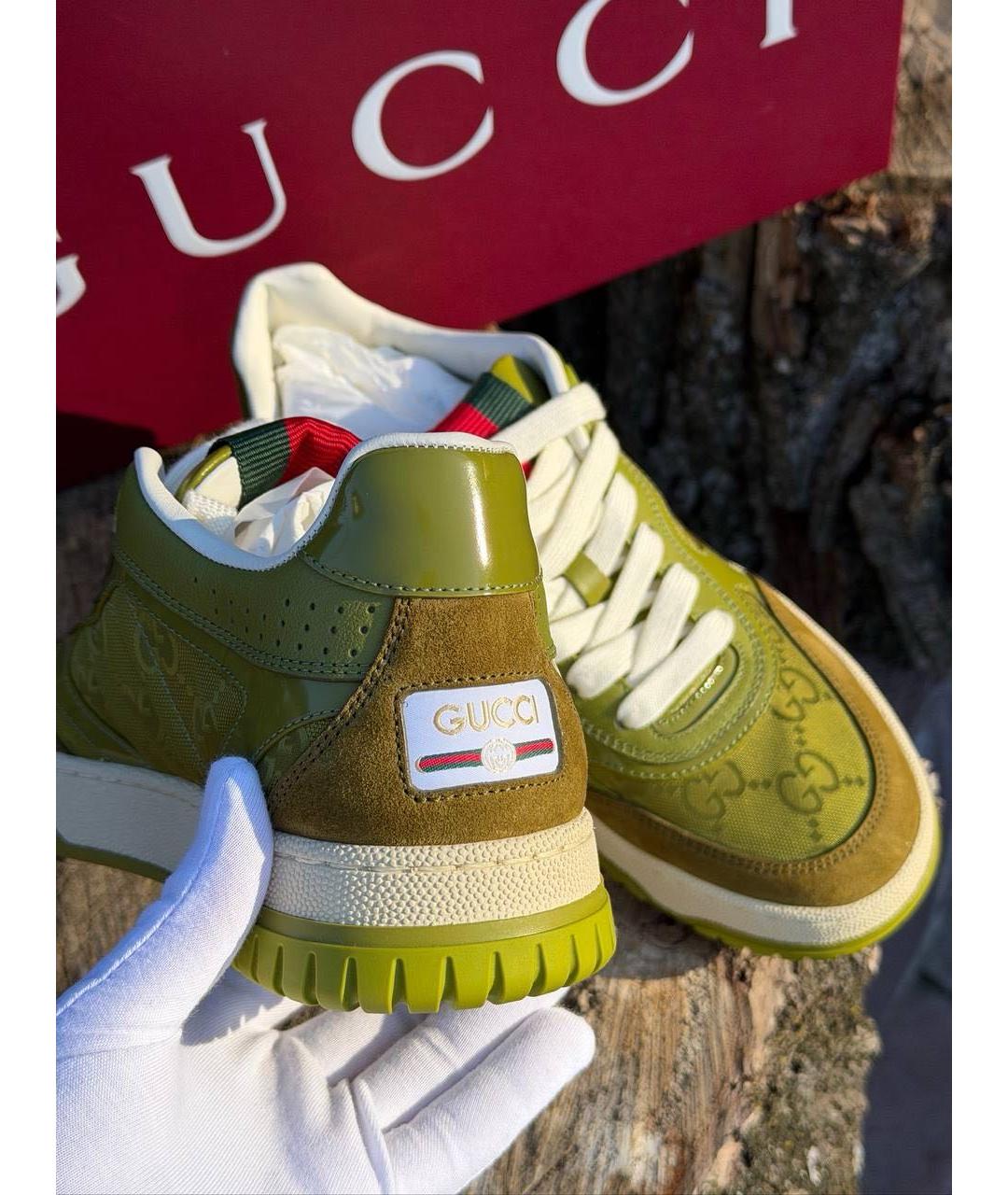 GUCCI Зеленые замшевые кеды, фото 6