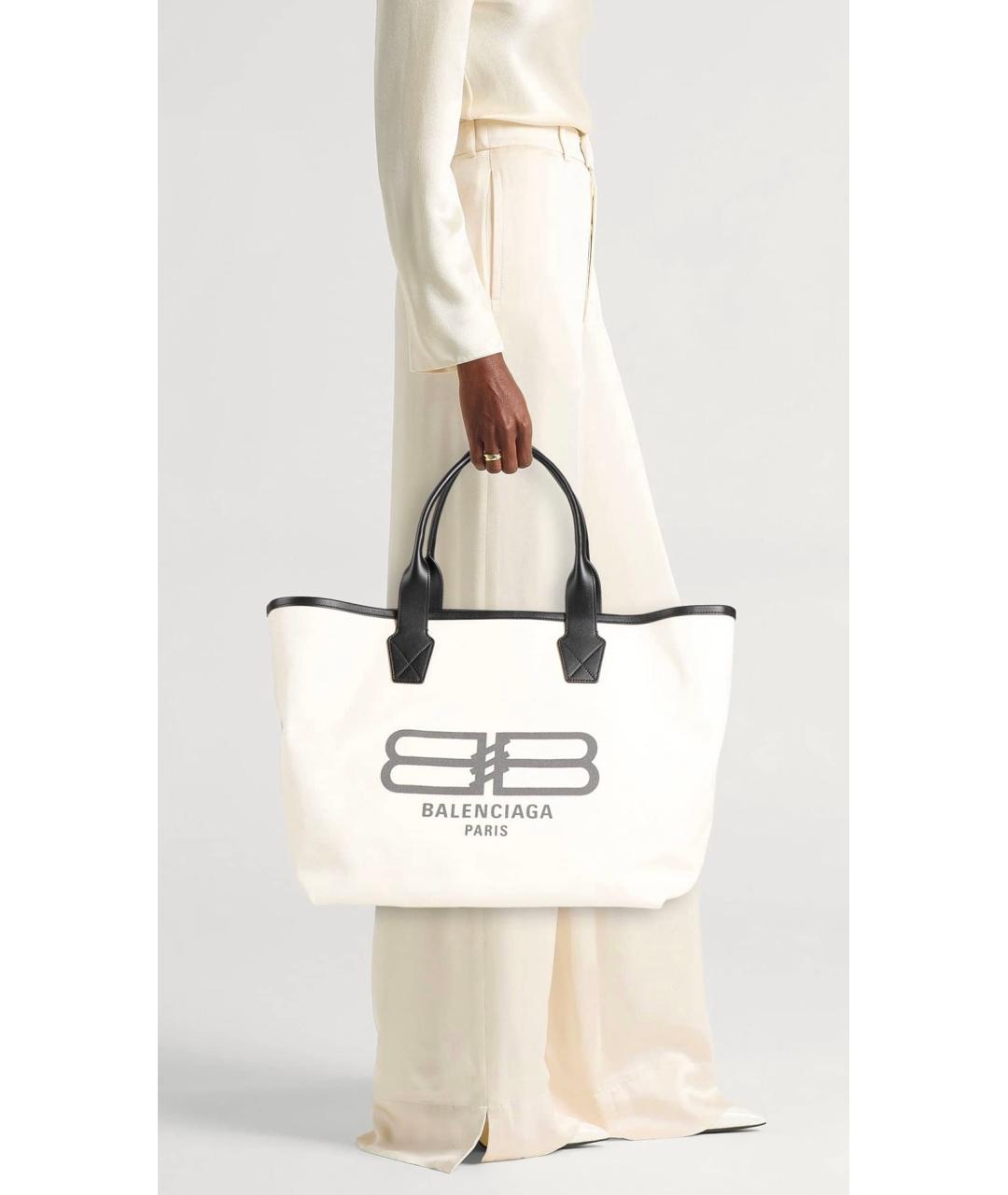 BALENCIAGA Бежевая тканевая сумка тоут, фото 3