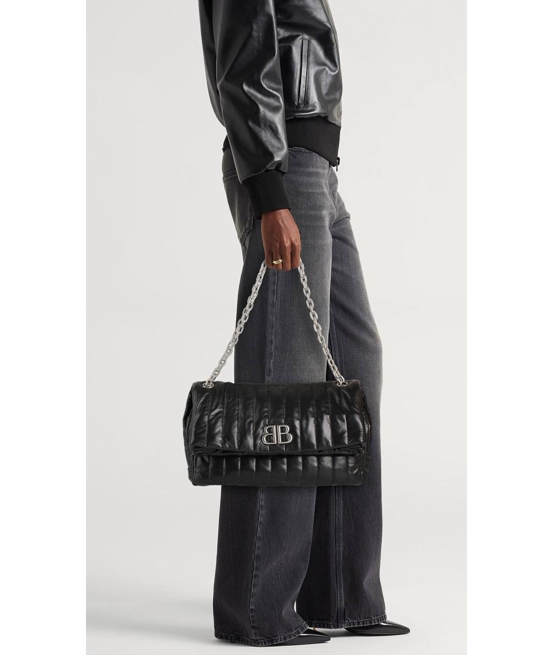 BALENCIAGA Черная кожаная сумка через плечо, фото 2