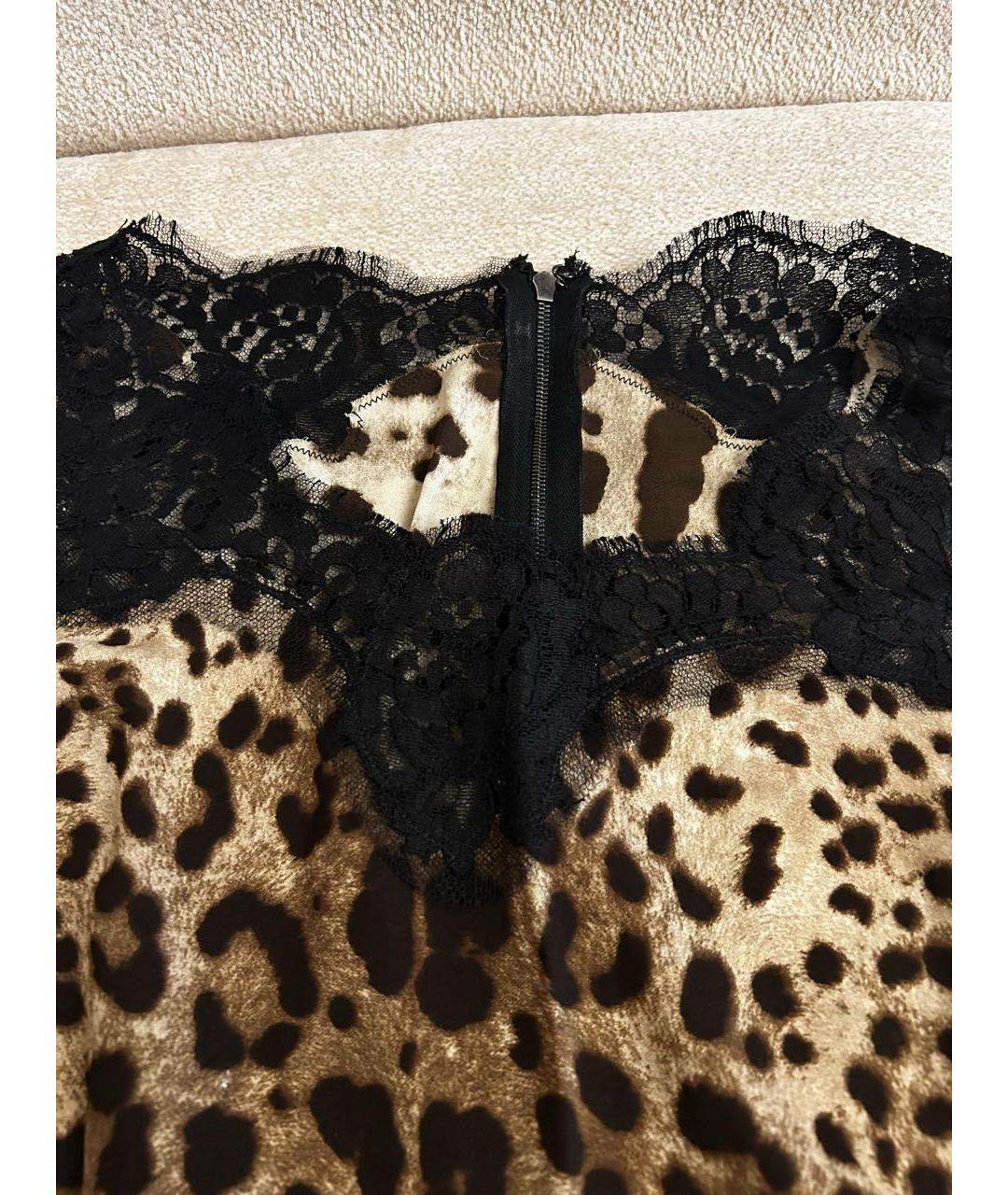 DOLCE&GABBANA Коричневая шелковая майка, фото 4