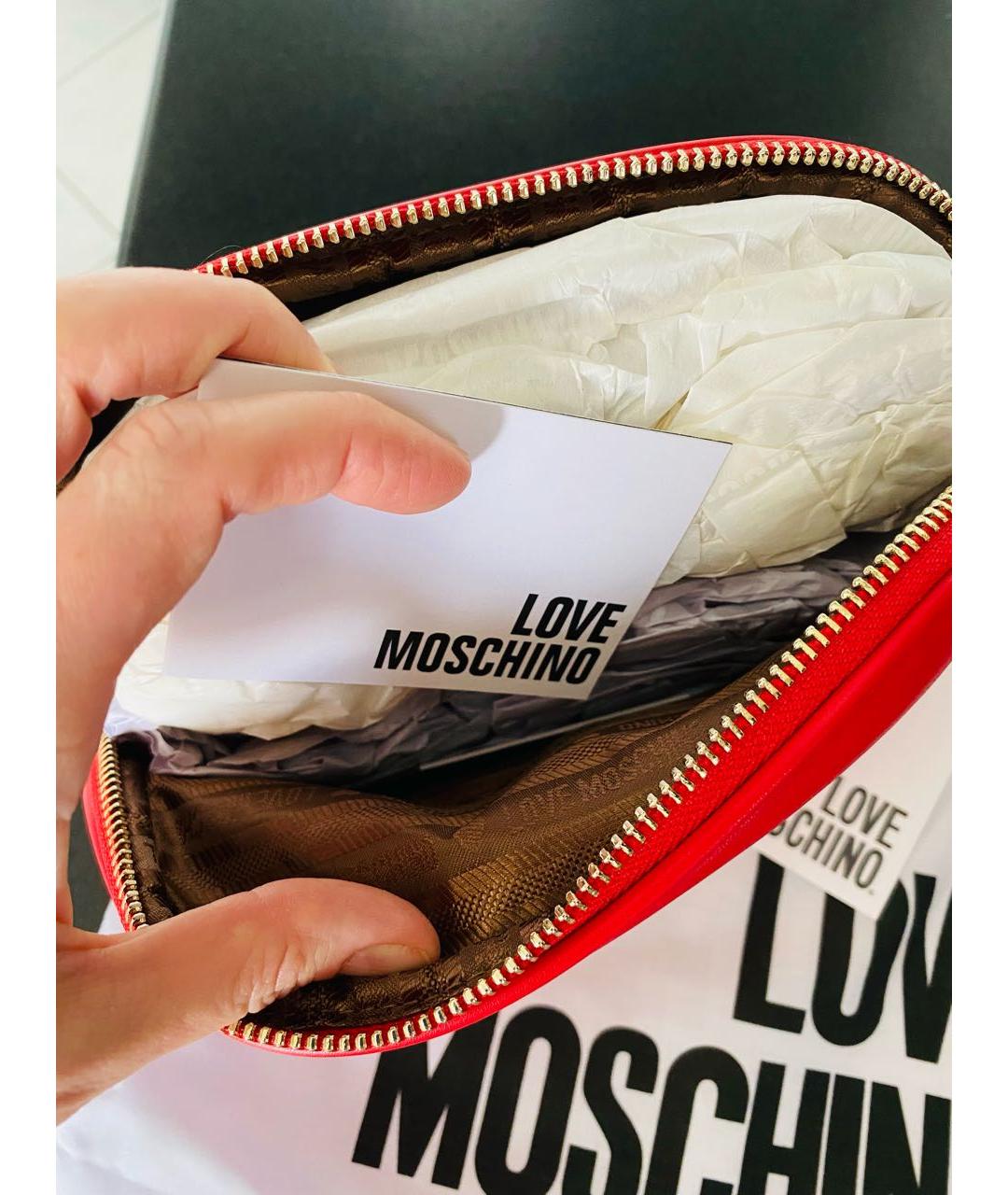 MOSCHINO Красная кожаная косметичка, фото 5