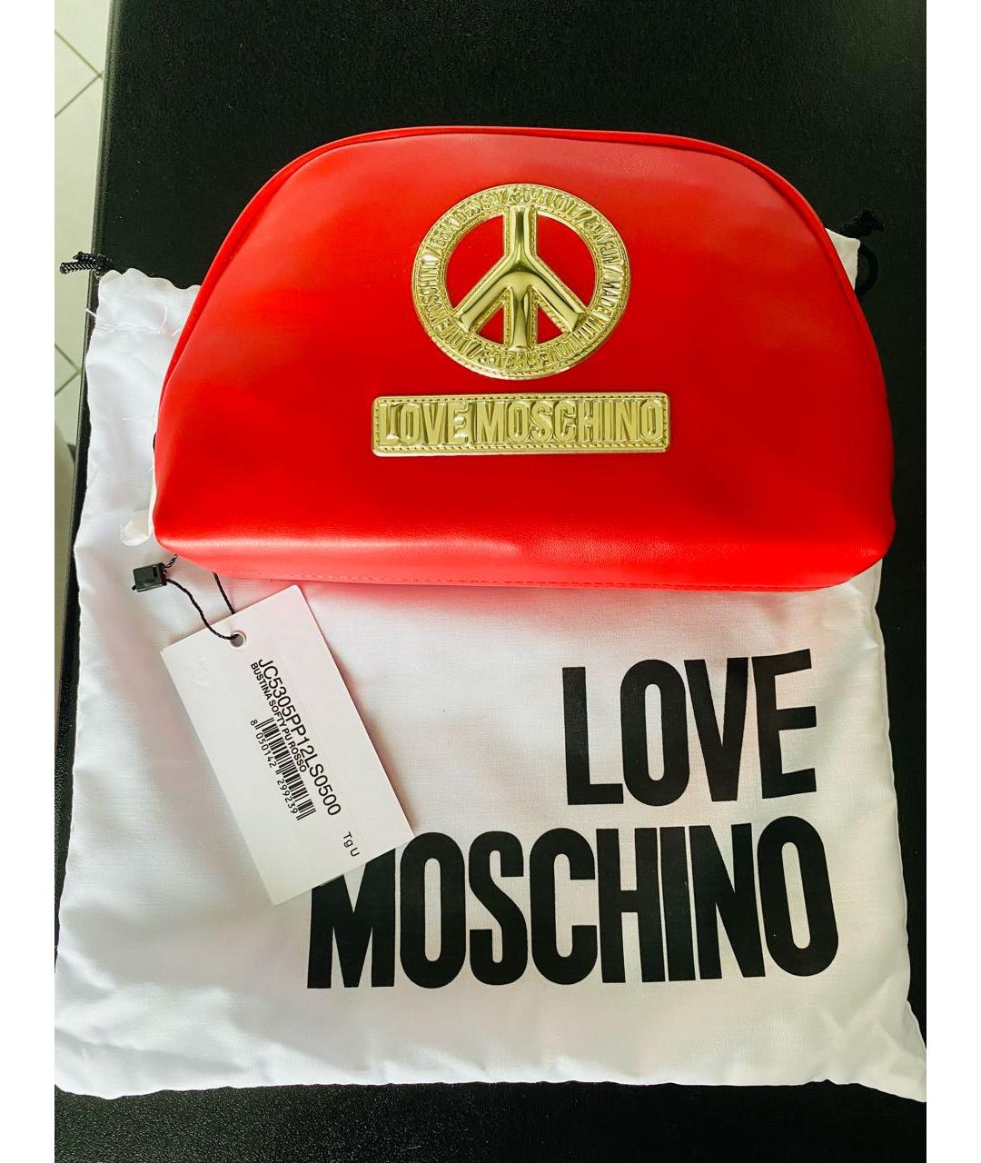 MOSCHINO Красная кожаная косметичка, фото 6