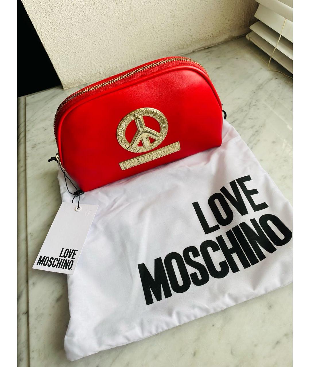 MOSCHINO Красная кожаная косметичка, фото 2