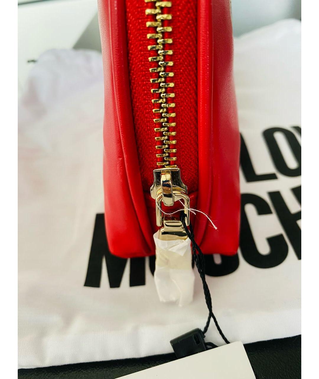 MOSCHINO Красная кожаная косметичка, фото 3