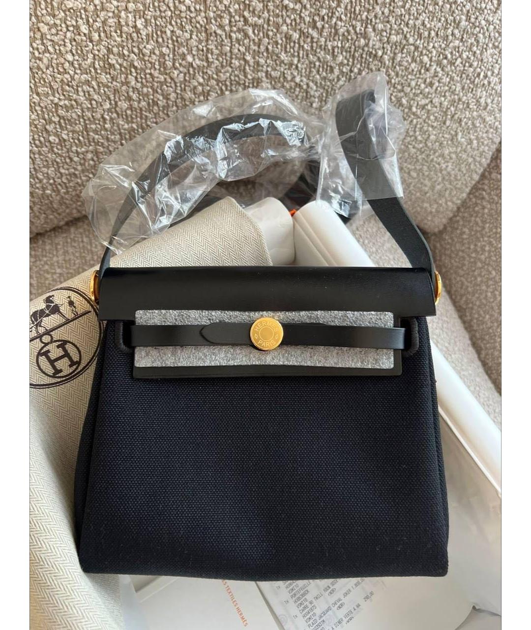 HERMES Черная тканевая сумка через плечо, фото 2