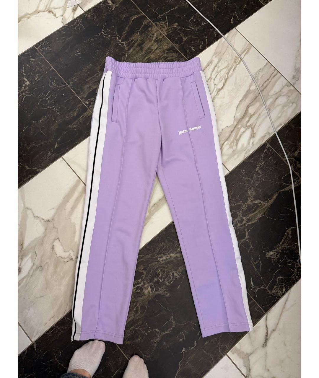 PALM ANGELS Фиолетовые полиэстеровые брюки широкие, фото 7