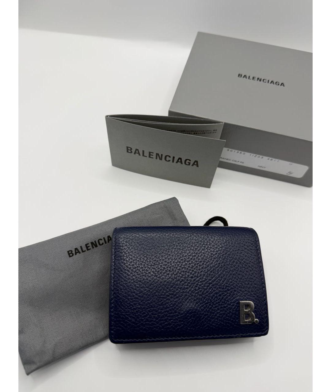 BALENCIAGA Темно-синий кожаный кошелек, фото 2