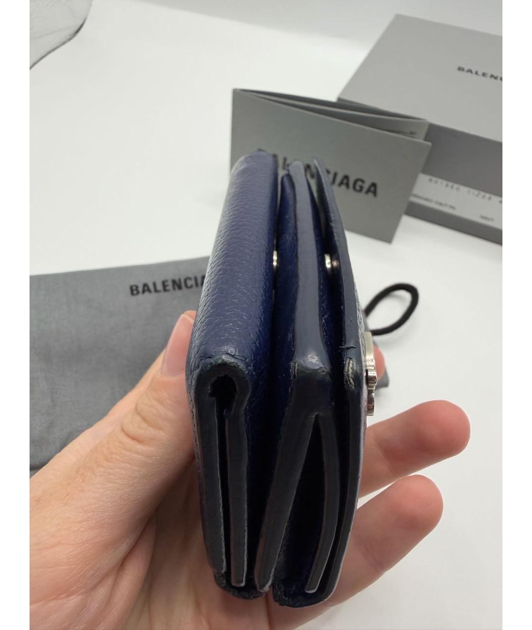 BALENCIAGA Темно-синий кожаный кошелек, фото 8