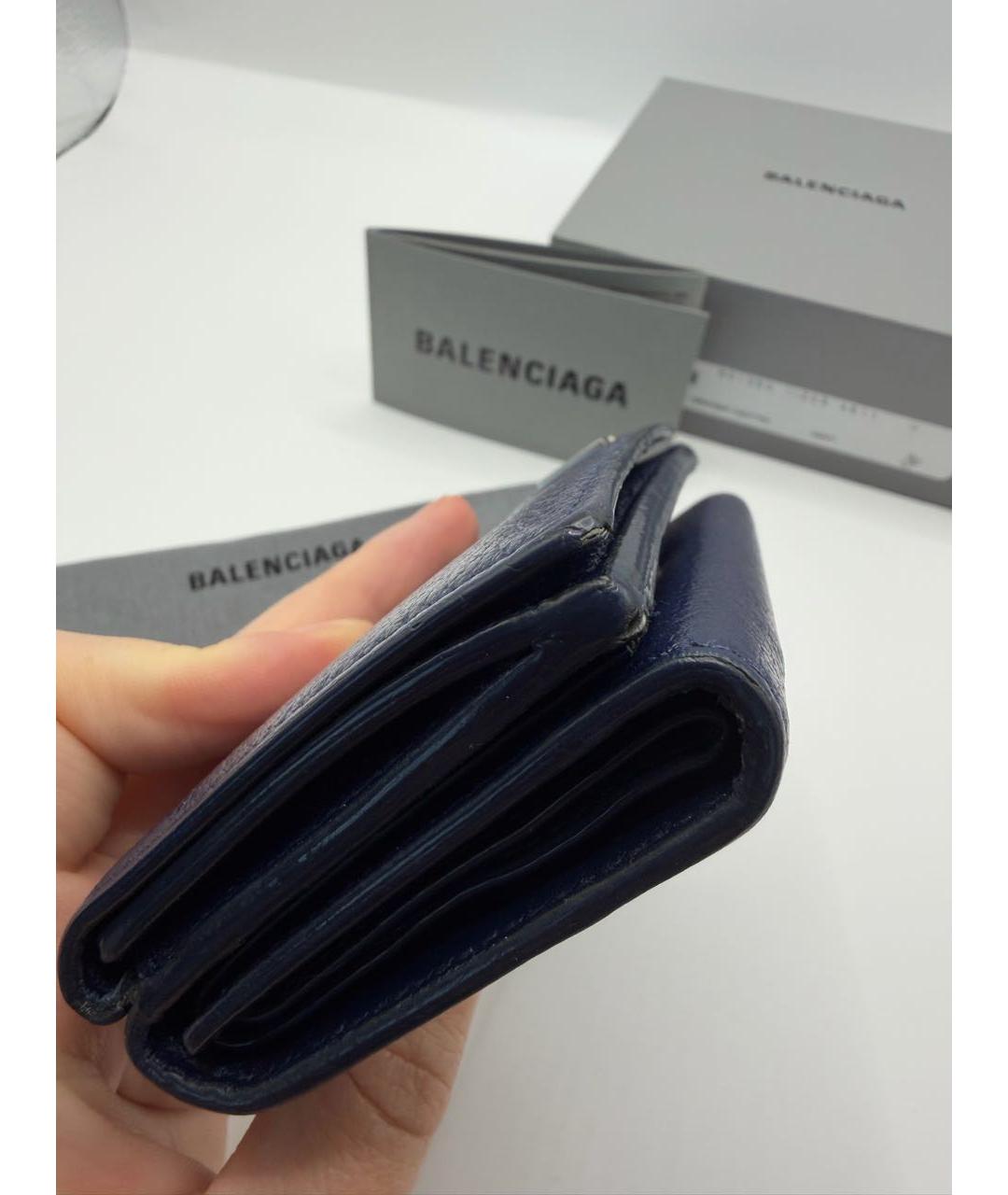BALENCIAGA Темно-синий кожаный кошелек, фото 7