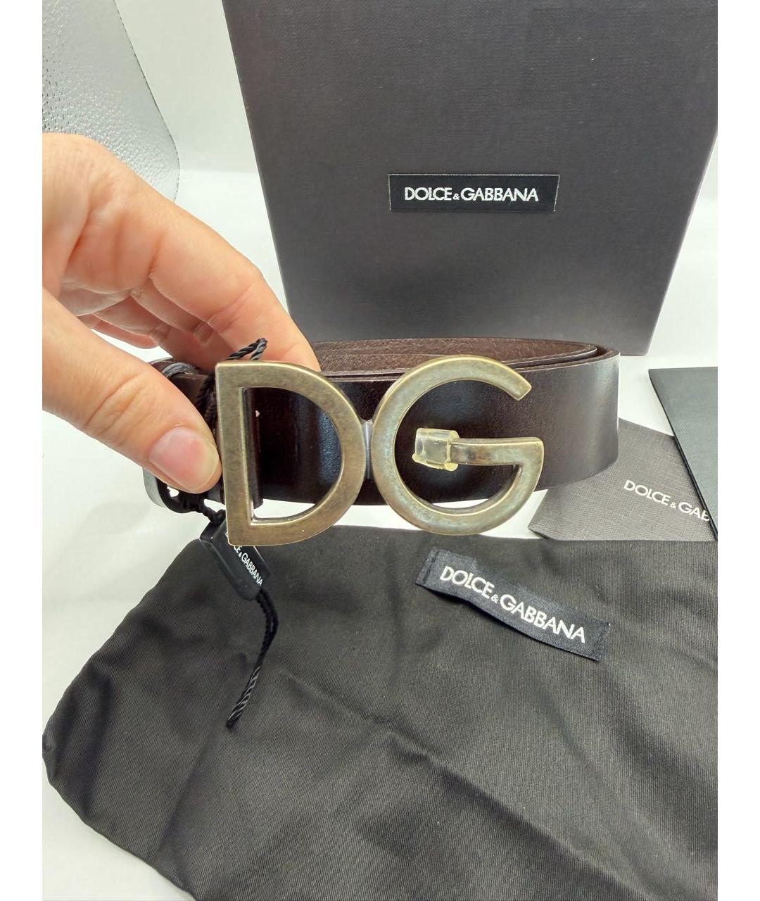 DOLCE&GABBANA Коричневый кожаный ремень, фото 2