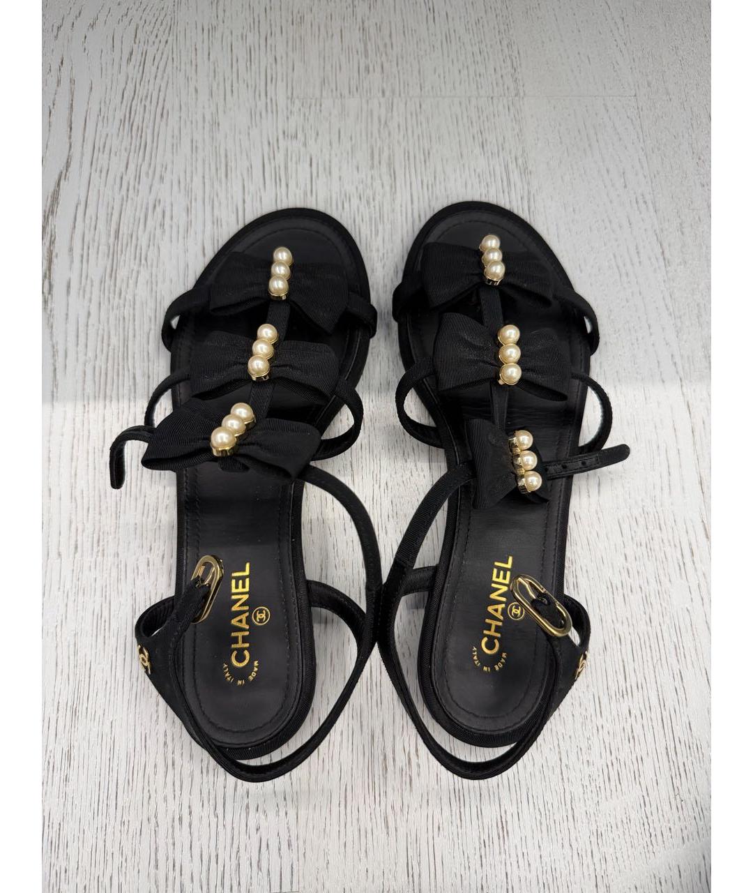 CHANEL Черные текстильные сандалии, фото 3