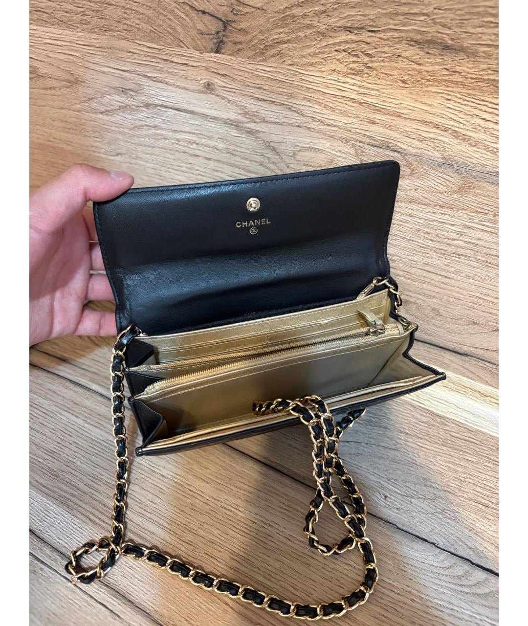 CHANEL Черный кожаный кошелек, фото 5