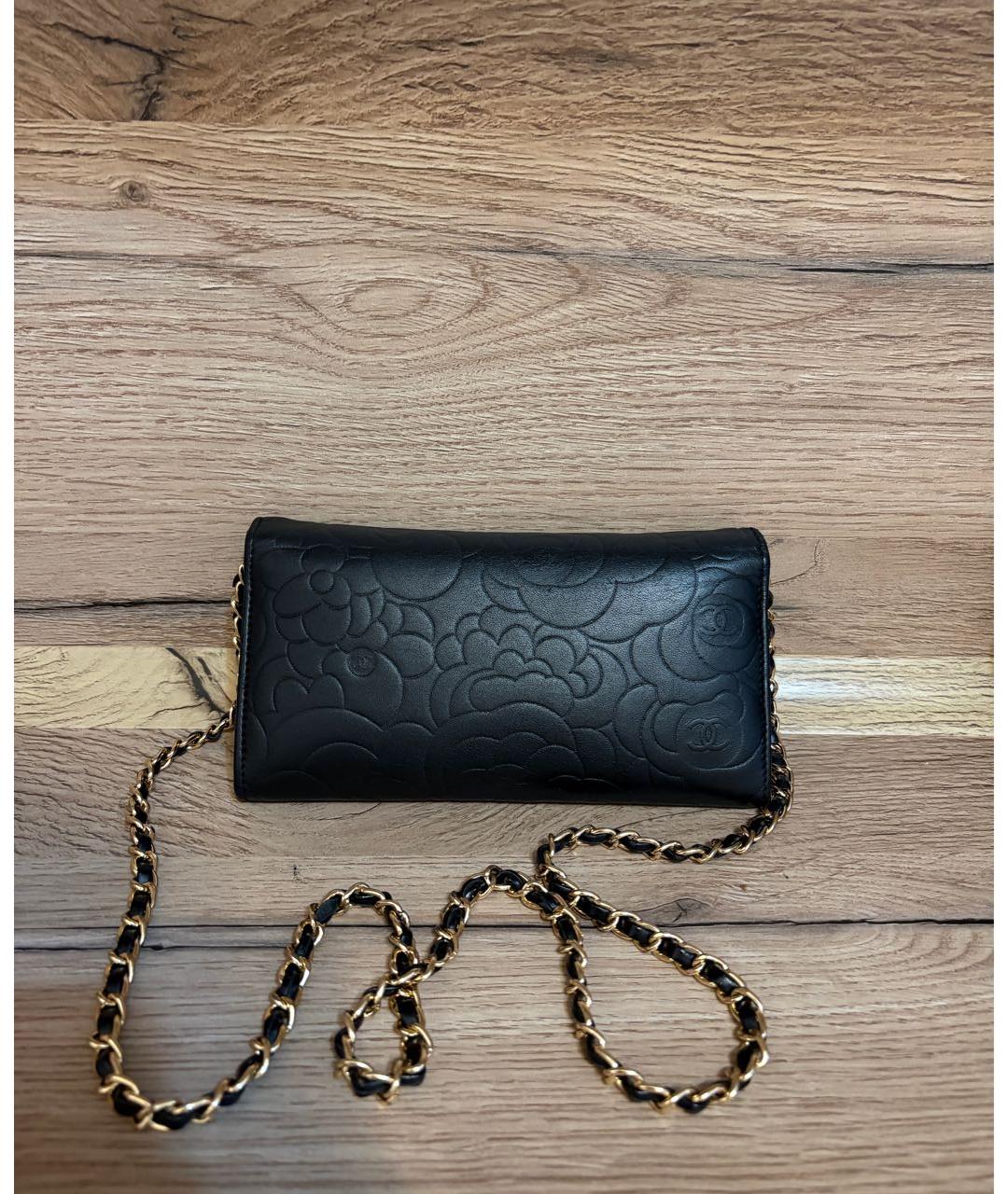 CHANEL Черный кожаный кошелек, фото 4