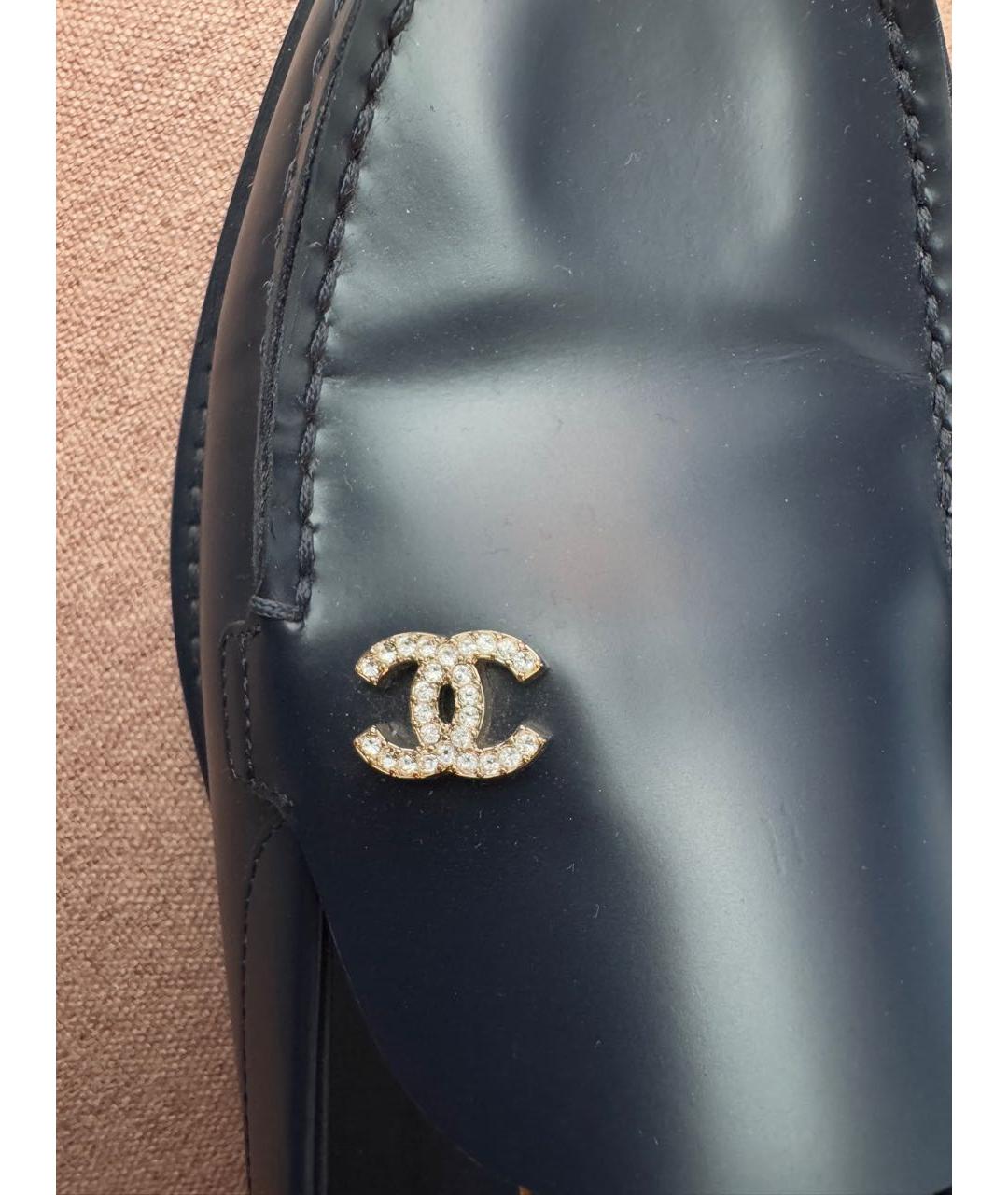 CHANEL Темно-синие кожаные лоферы, фото 5
