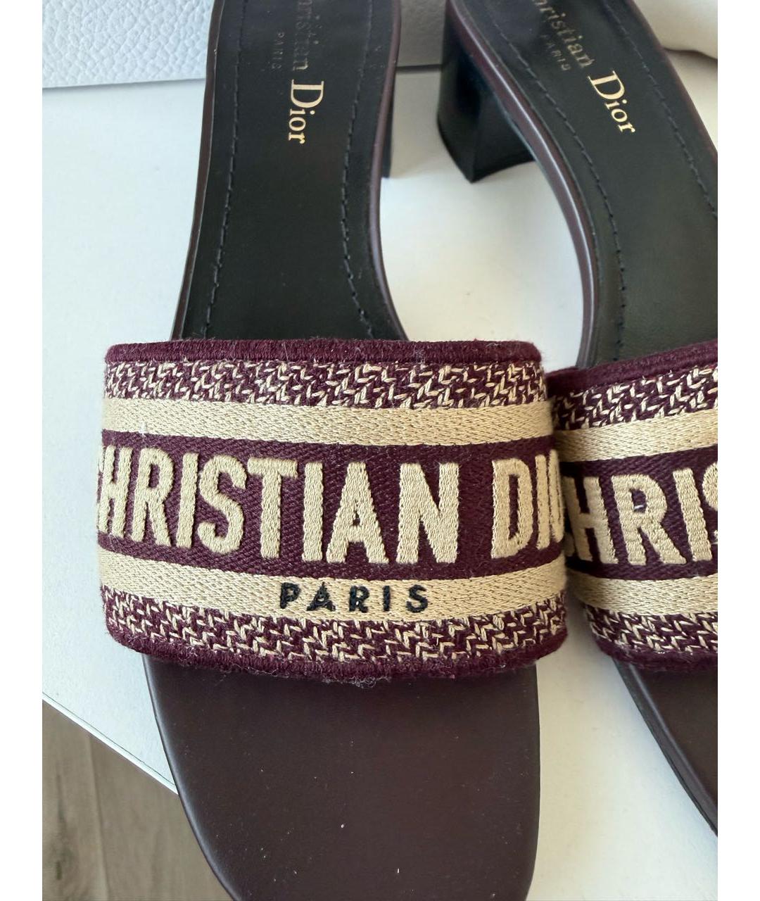 CHRISTIAN DIOR Бордовые мюли, фото 5