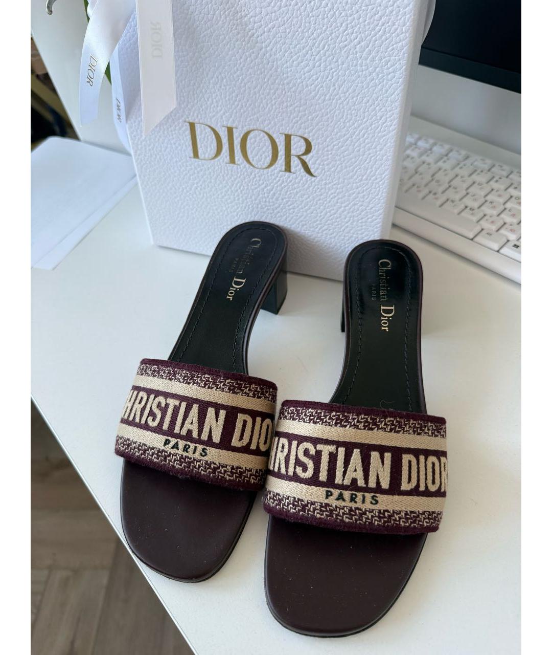 CHRISTIAN DIOR Бордовые мюли, фото 2