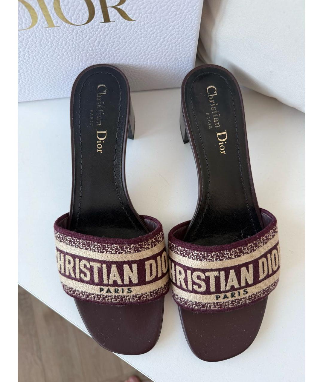 CHRISTIAN DIOR Бордовые мюли, фото 3