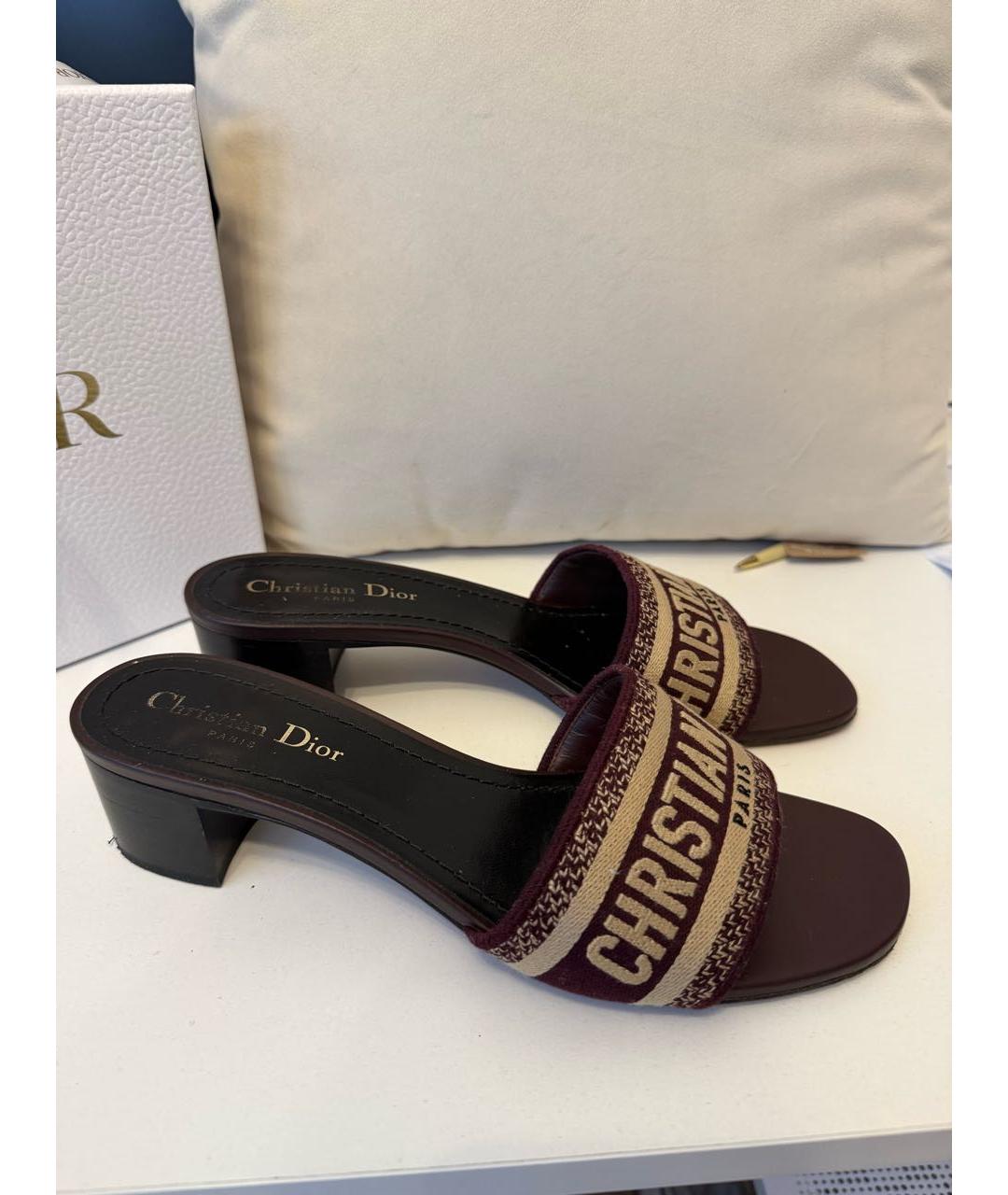 CHRISTIAN DIOR Бордовые мюли, фото 8