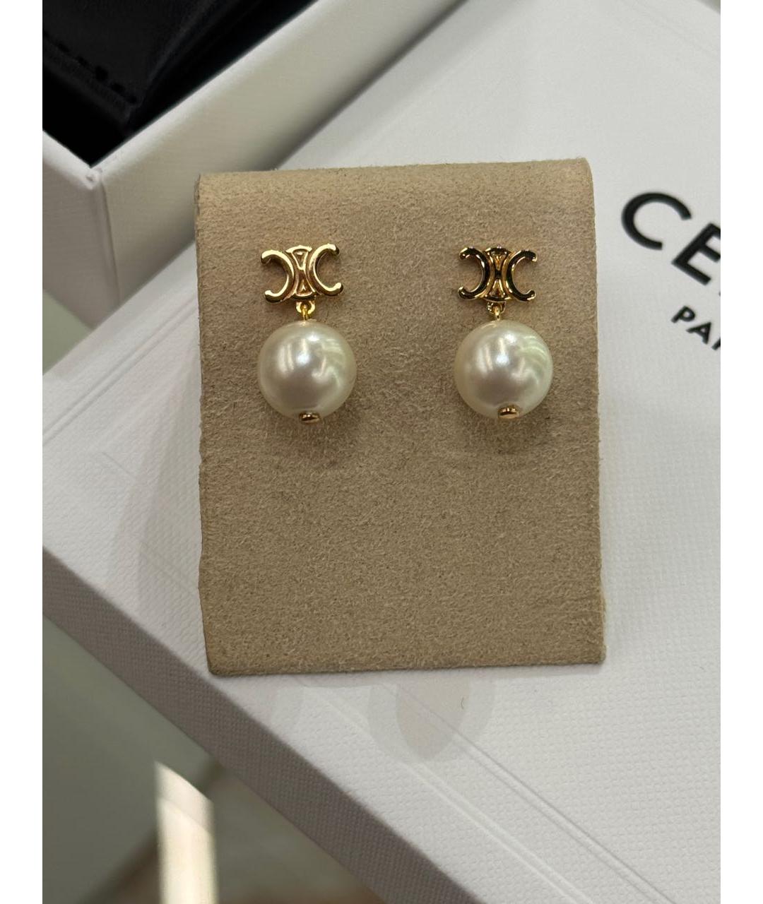 CELINE Золотые латунные серьги, фото 3