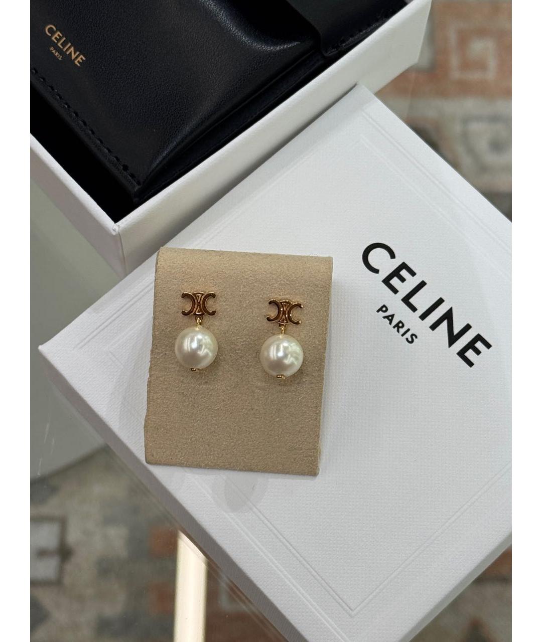 CELINE Золотые латунные серьги, фото 2