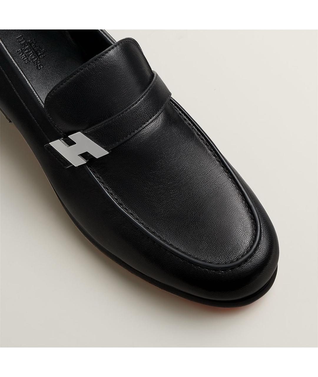 HERMES Черные кожаные лоферы, фото 4