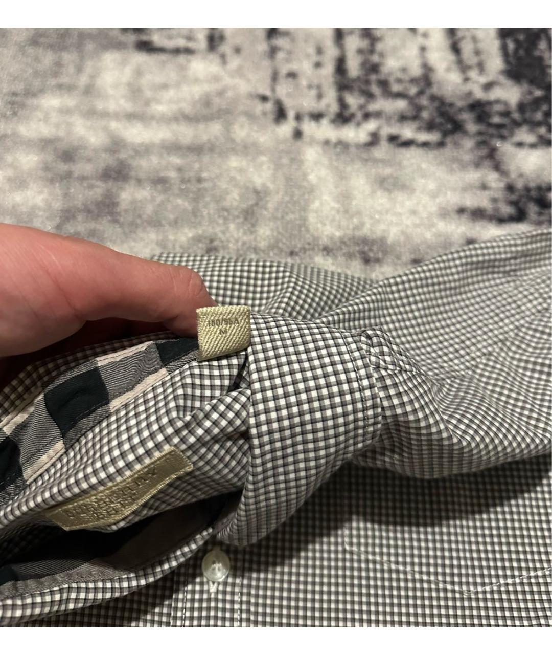 BURBERRY Серая хлопковая кэжуал рубашка, фото 7