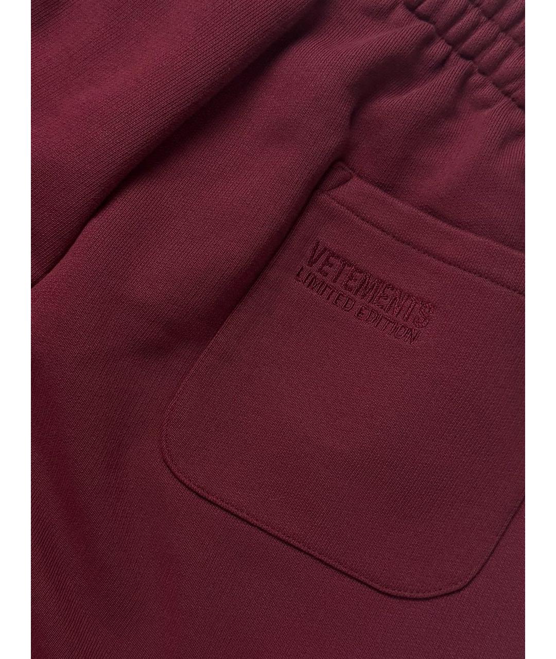 VETEMENTS Бордовые хлопковые повседневные брюки, фото 5
