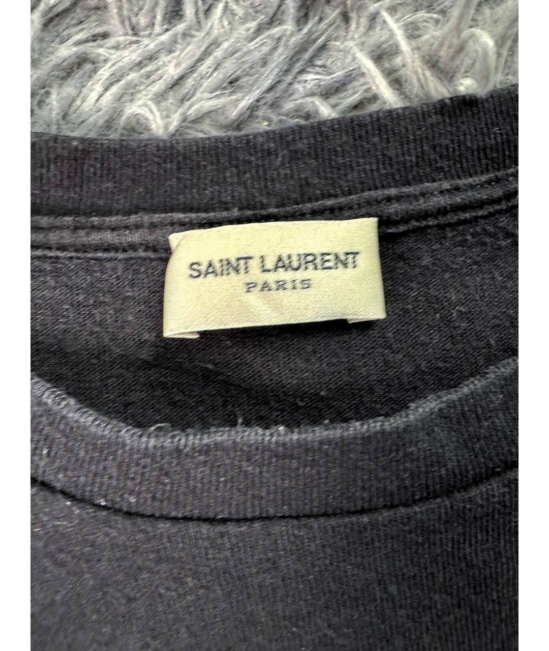 SAINT LAURENT Черная хлопковая футболка, фото 6