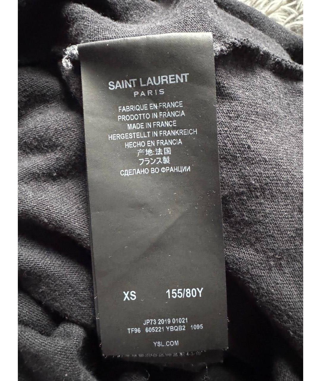 SAINT LAURENT Черная хлопковая футболка, фото 5