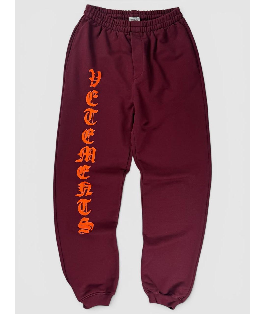 VETEMENTS Бордовые хлопковые спортивные брюки и шорты, фото 7