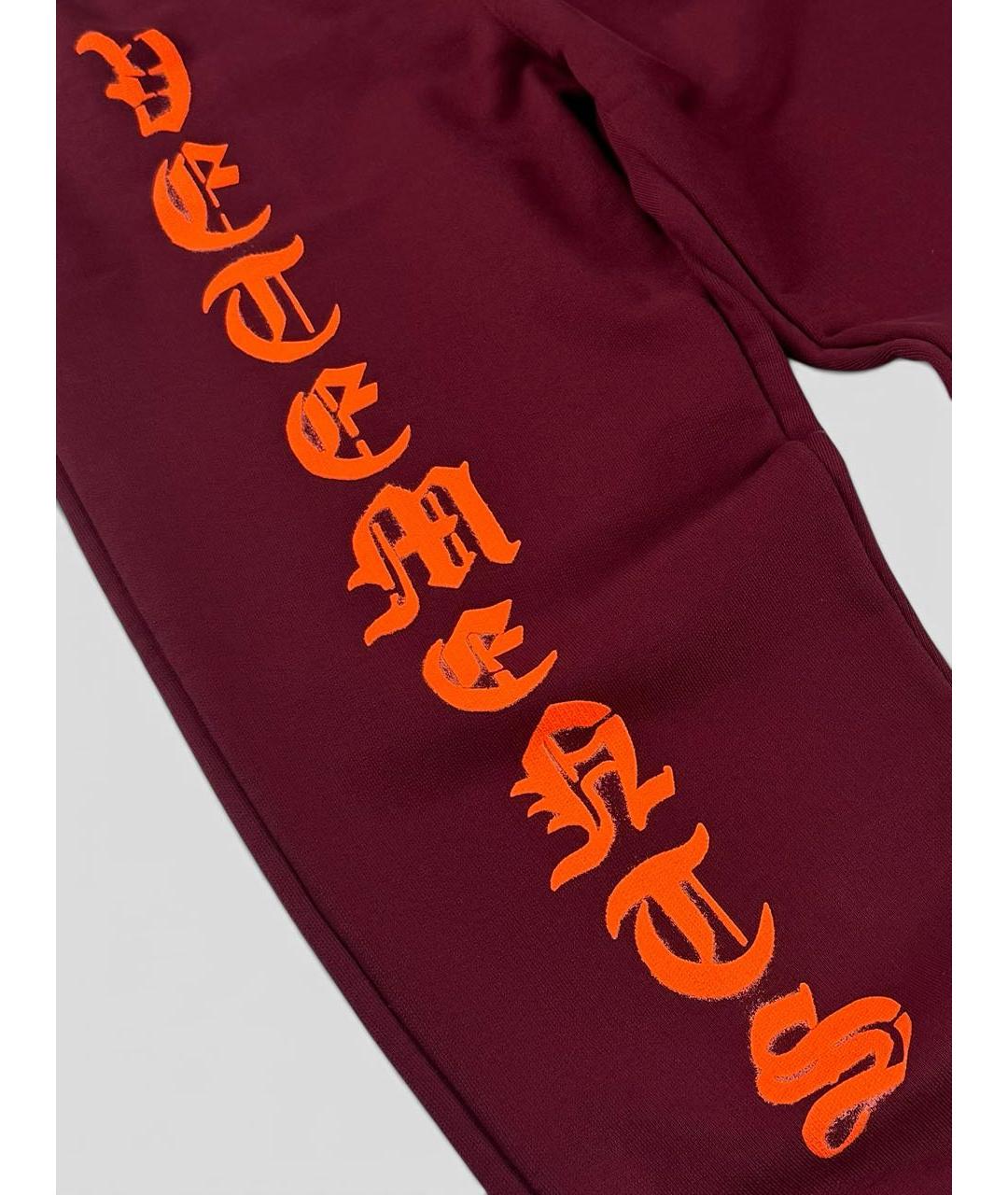 VETEMENTS Бордовые хлопковые спортивные брюки и шорты, фото 3