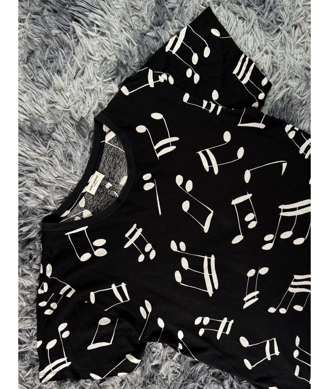 SAINT LAURENT Черная хлопковая футболка, фото 3