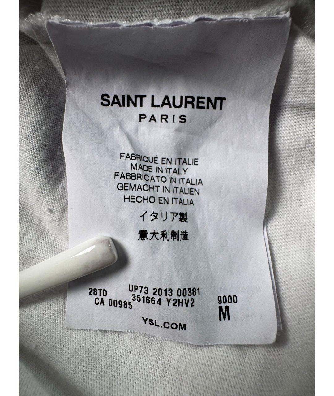 SAINT LAURENT Белая хлопковая футболка, фото 5