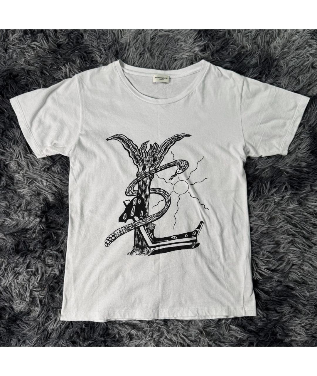 SAINT LAURENT Белая хлопковая футболка, фото 8