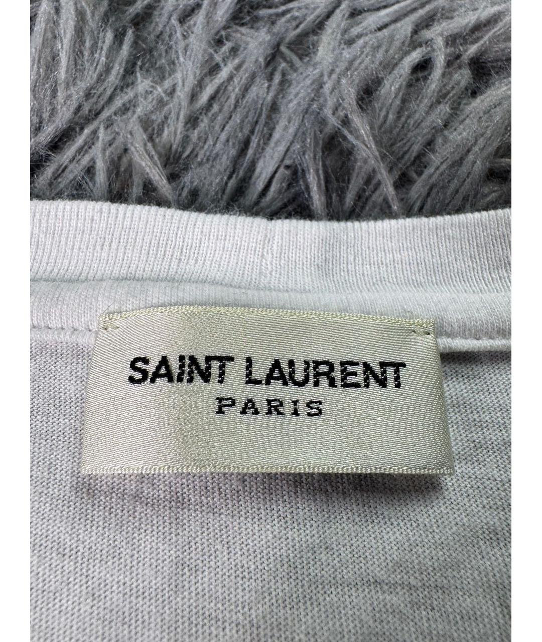 SAINT LAURENT Белая хлопковая футболка, фото 6