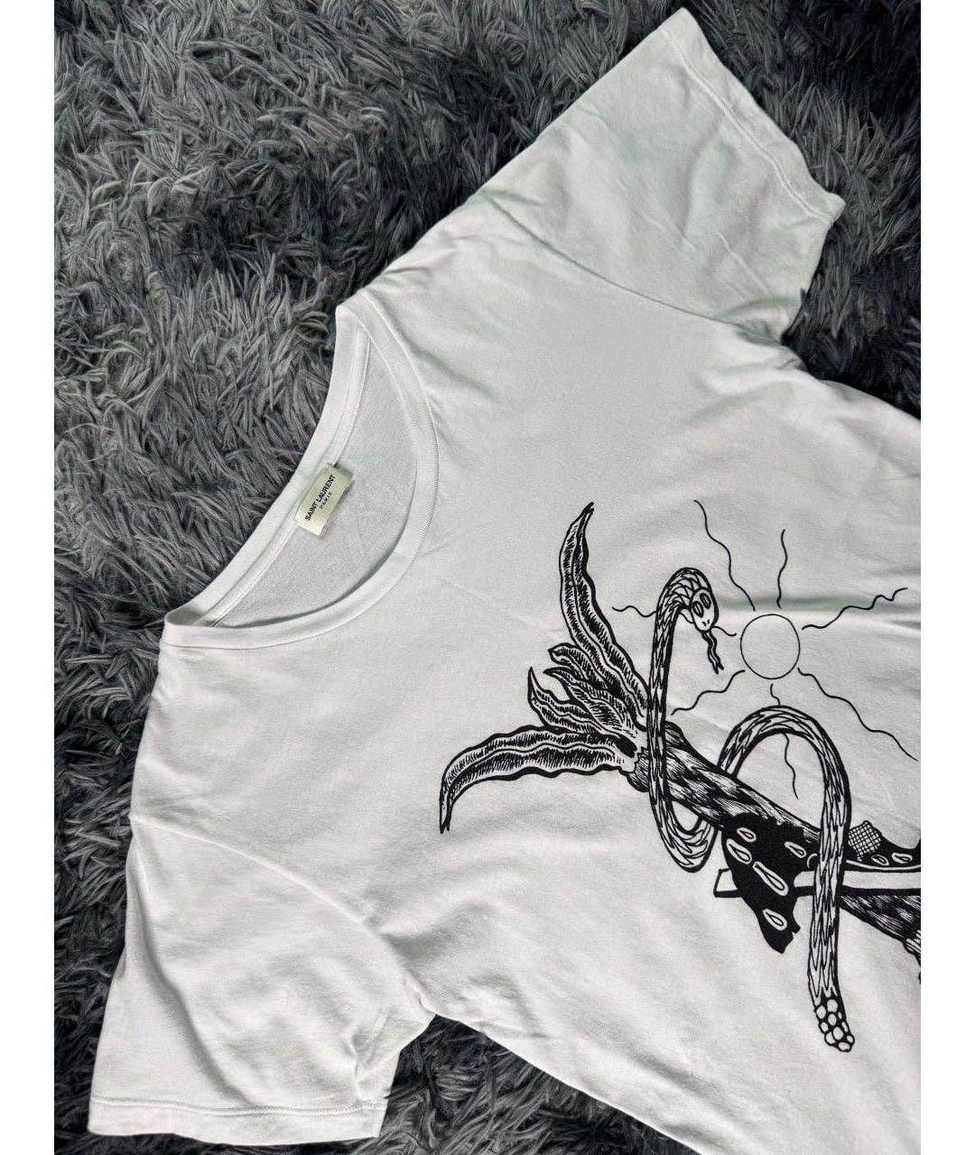 SAINT LAURENT Белая хлопковая футболка, фото 4