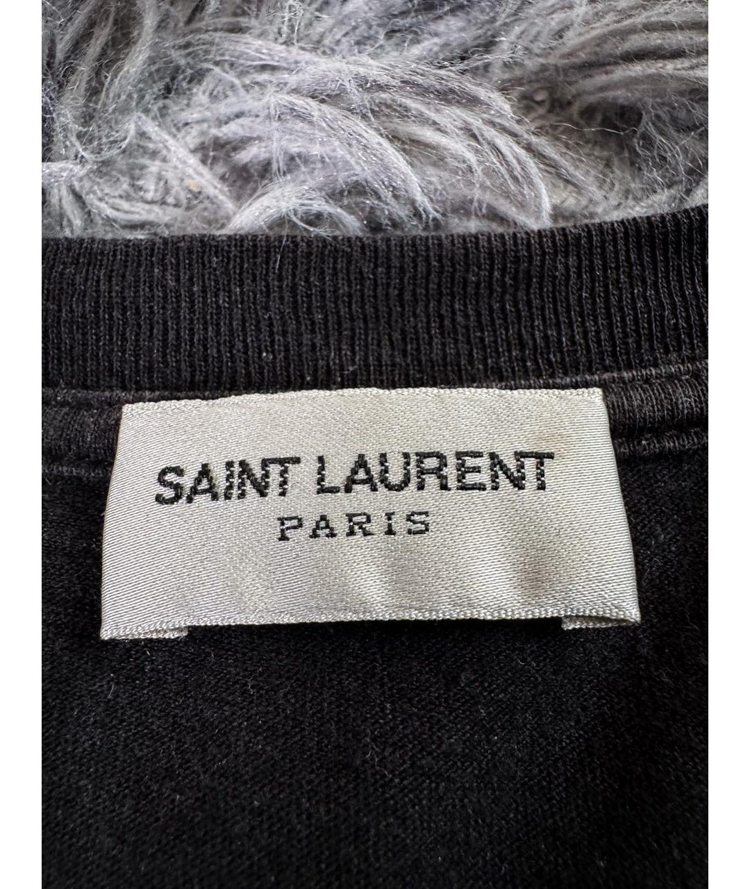 SAINT LAURENT Черная хлопковая футболка, фото 6