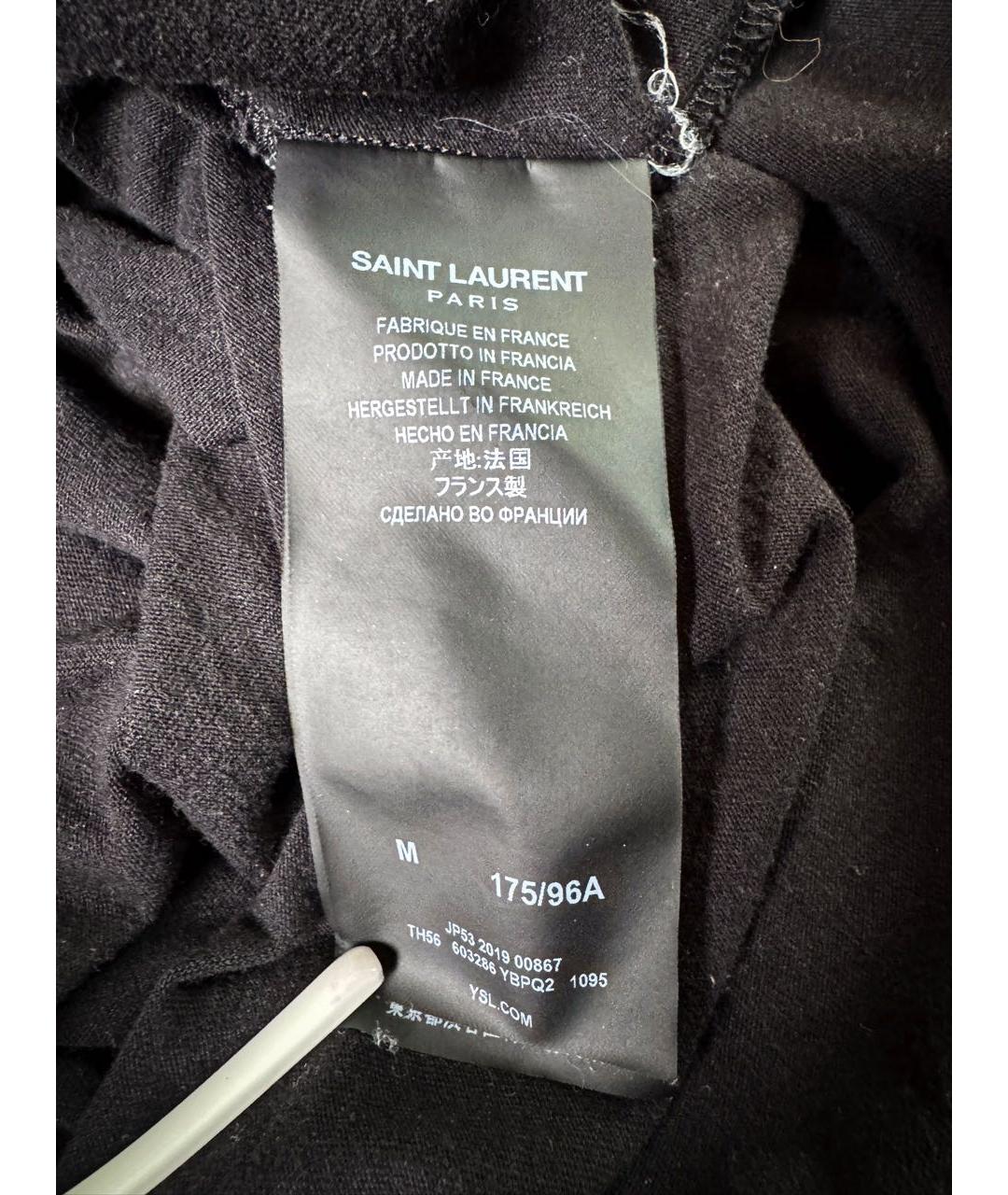 SAINT LAURENT Черная хлопковая футболка, фото 7