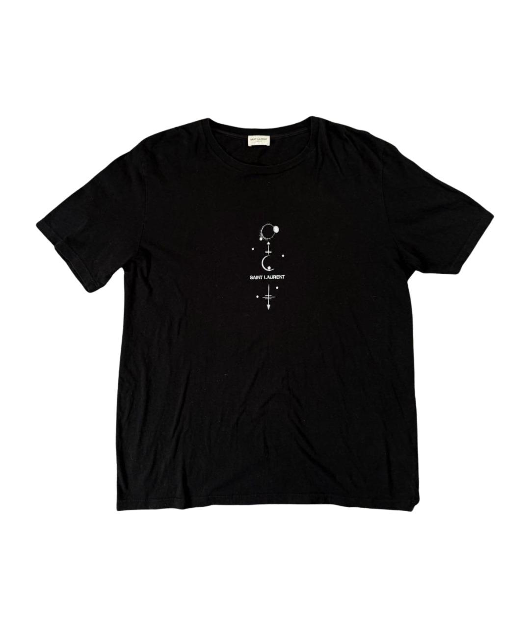 SAINT LAURENT Черная хлопковая футболка, фото 1