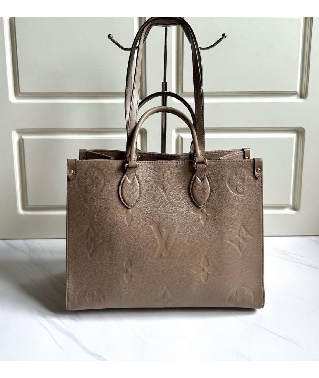 LOUIS VUITTON Бежевая кожаная сумка с короткими ручками, фото 2