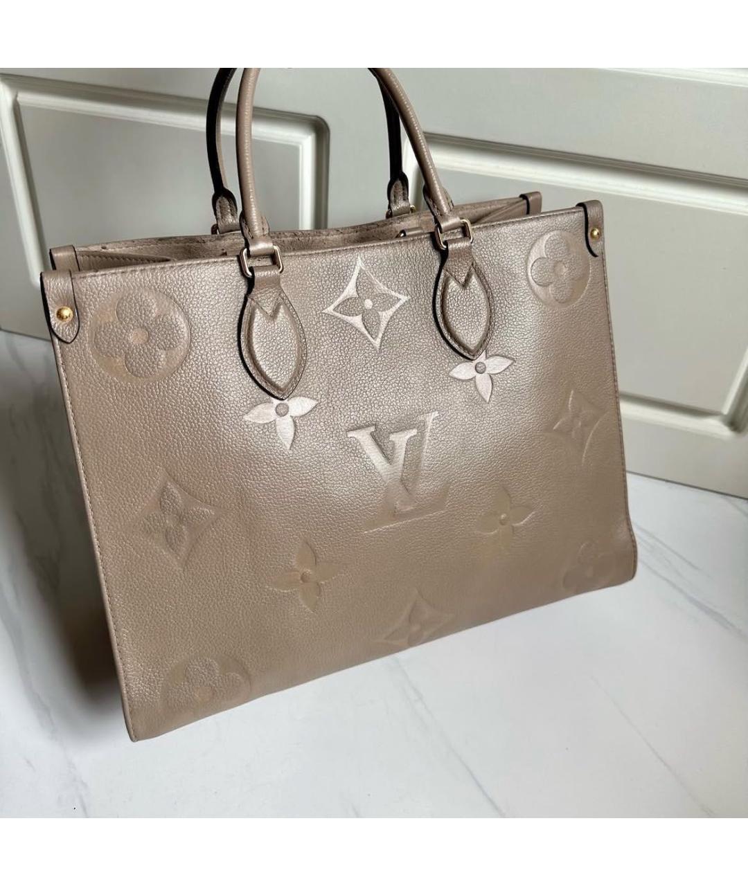 LOUIS VUITTON Бежевая кожаная сумка с короткими ручками, фото 5