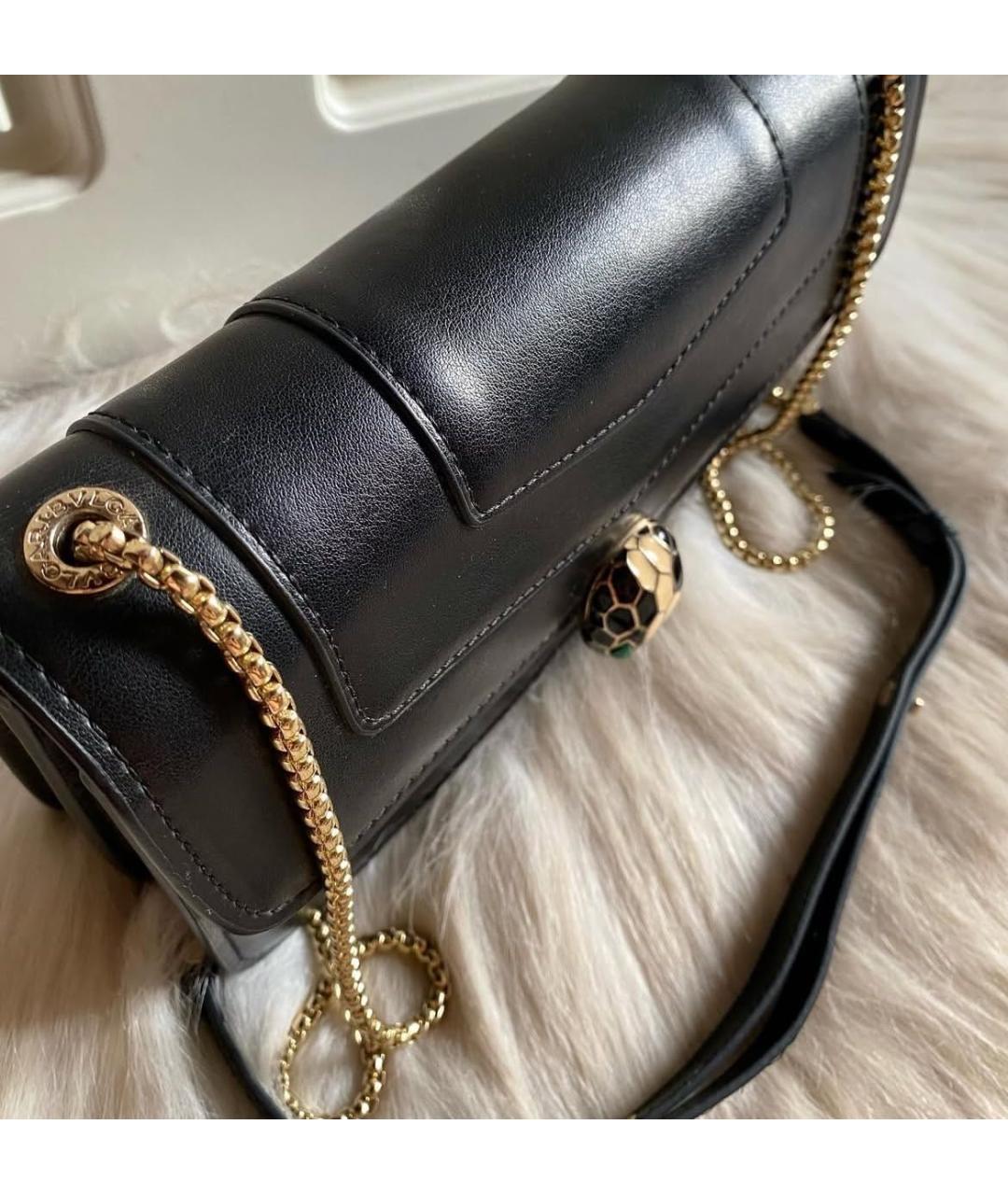 BVLGARI Черная кожаная сумка через плечо, фото 3