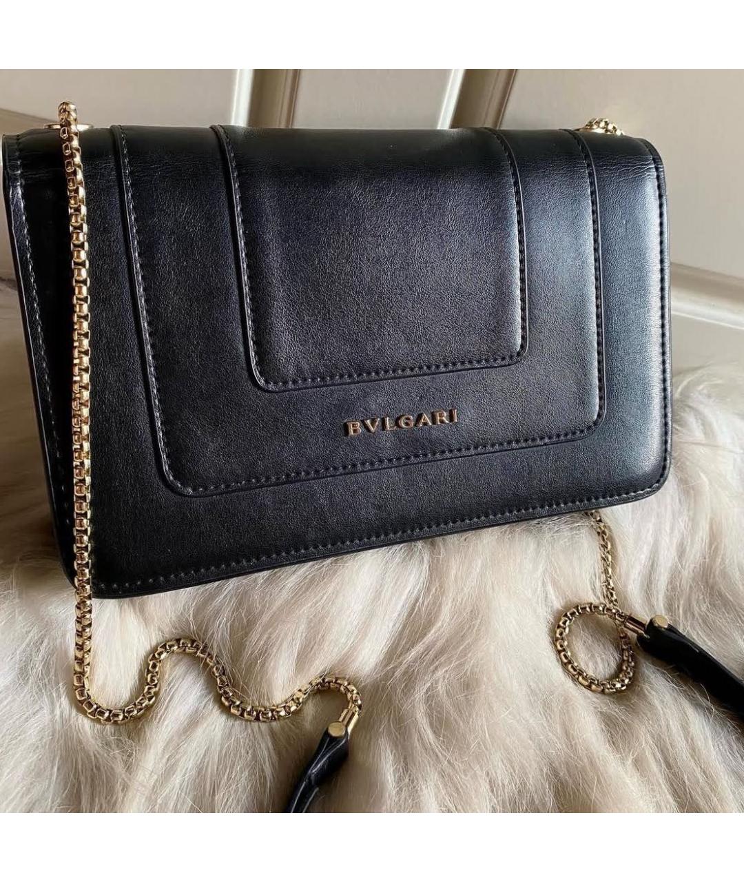 BVLGARI Черная кожаная сумка через плечо, фото 6