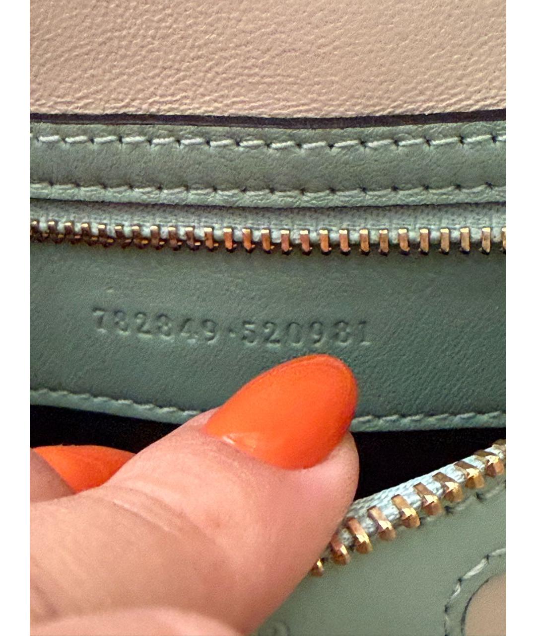 GUCCI Бирюзовая кожаная сумка с короткими ручками, фото 6