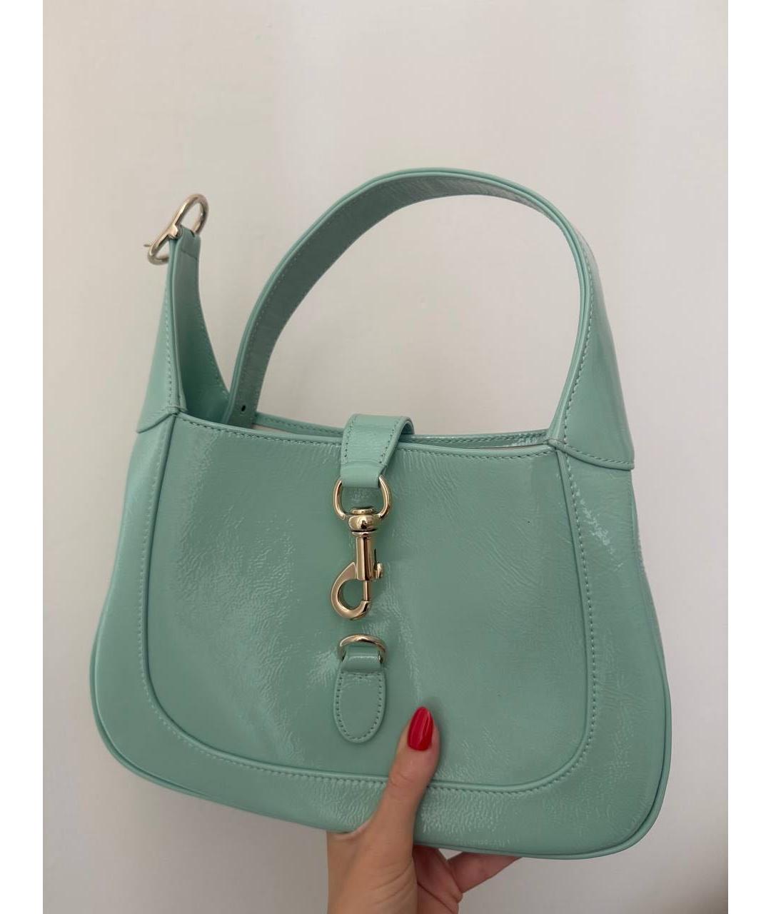 GUCCI Бирюзовая кожаная сумка с короткими ручками, фото 2