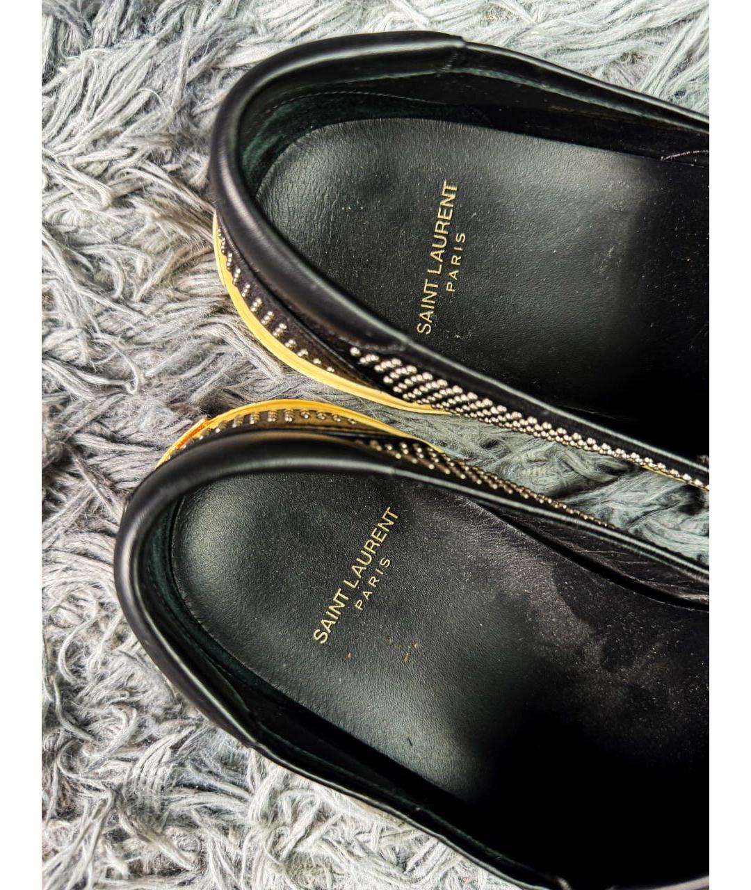 SAINT LAURENT Черные кожаные слипоны, фото 6