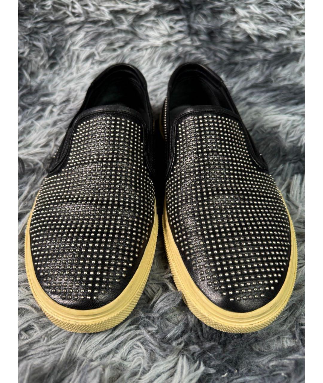 SAINT LAURENT Черные кожаные слипоны, фото 2