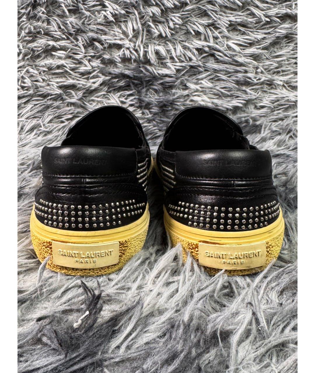 SAINT LAURENT Черные кожаные слипоны, фото 4