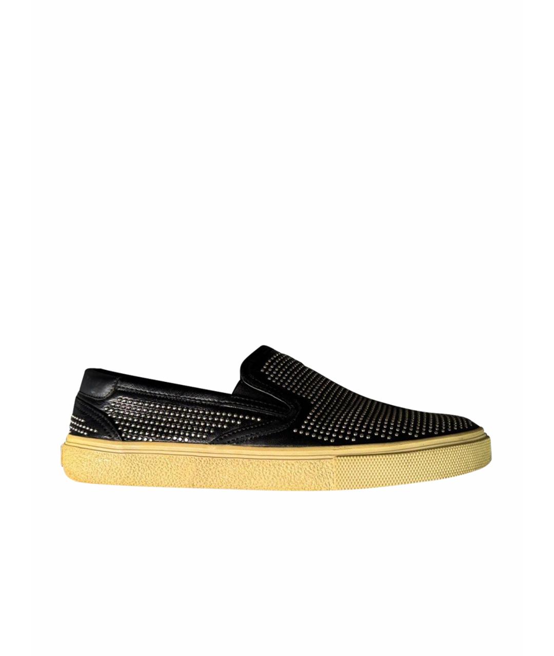 SAINT LAURENT Черные кожаные слипоны, фото 9