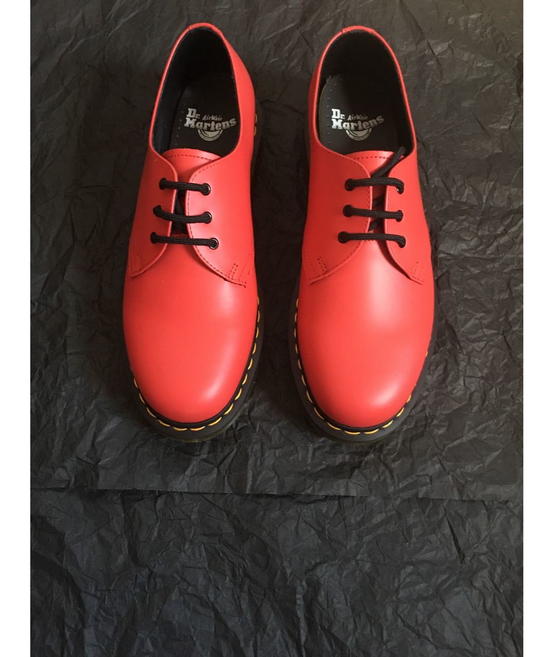 DR. MARTENS Красные кожаные низкие ботинки, фото 2